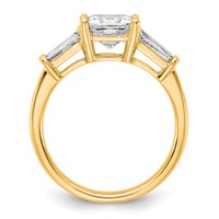 14K Yellow Gold 2.20 Carat Certified Lab Grown Diamond VS+ F+ Princess and Tapered Baguette Complete Three Stone Engagement Ring view 2