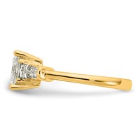 14K Yellow Gold 2.20 Carat Certified Lab Grown Diamond VS+ F+ Princess and Tapered Baguette Complete Three Stone Engagement Ring view 3