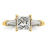 14K Yellow Gold 2.20 Carat Certified Lab Grown Diamond VS+ F+ Princess and Tapered Baguette Complete Three Stone Engagement Ring view 4