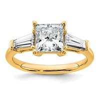 14K Yellow Gold 2.20 Carat Certified Lab Grown Diamond VS+ F+ Princess and Tapered Baguette Complete Three Stone Engagement Ring view 1