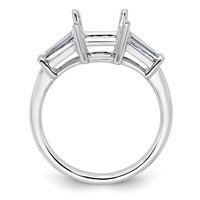 14K White Gold 0.75 Carat Lab Grown Diamond VS+ F+ Tapered Baguette 1.50 Carat Princess Center Semi Mount Three Stone Engagement Ring view 2