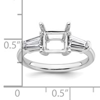 14K White Gold 0.75 Carat Lab Grown Diamond VS+ F+ Tapered Baguette 1.50 Carat Princess Center Semi Mount Three Stone Engagement Ring view 4