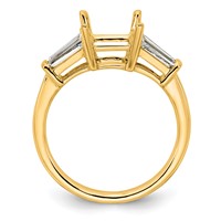 14K Yellow Gold 0.75 Carat Lab Grown Diamond VS+ F+ Tapered Baguette 1.50 Carat Princess Center Semi Mount Three Stone Engagement Ring view 2