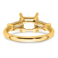 14K Yellow Gold 0.75 Carat Lab Grown Diamond VS+ F+ Tapered Baguette 1.50 Carat Princess Center Semi Mount Three Stone Engagement Ring view 3