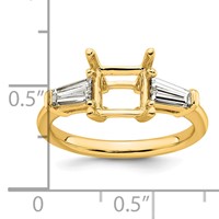 14K Yellow Gold 0.75 Carat Lab Grown Diamond VS+ F+ Tapered Baguette 1.50 Carat Princess Center Semi Mount Three Stone Engagement Ring view 4