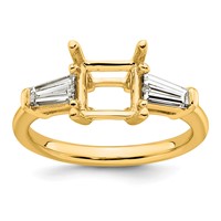 14K Yellow Gold 0.75 Carat Lab Grown Diamond VS+ F+ Tapered Baguette 1.50 Carat Princess Center Semi Mount Three Stone Engagement Ring view 1