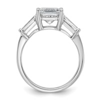14K White Gold 2.62 Carat Certified Lab Grown Diamond VS+ F+ Princess and Tapered Baguette Complete Three Stone Engagement Ring view 2