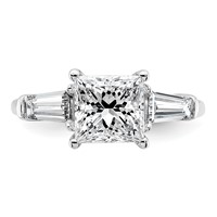 14K White Gold 2.62 Carat Certified Lab Grown Diamond VS+ F+ Princess and Tapered Baguette Complete Three Stone Engagement Ring view 4