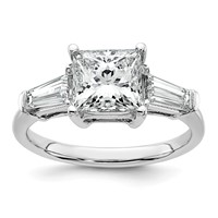 14K White Gold 2.62 Carat Certified Lab Grown Diamond VS+ F+ Princess and Tapered Baguette Complete Three Stone Engagement Ring view 1