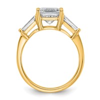 14K Yellow Gold 2.62 Carat Certified Lab Grown Diamond VS+ F+ Princess and Tapered Baguette Complete Three Stone Engagement Ring view 2