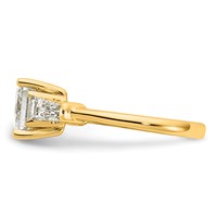 14K Yellow Gold 2.62 Carat Certified Lab Grown Diamond VS+ F+ Princess and Tapered Baguette Complete Three Stone Engagement Ring view 3
