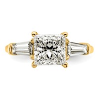 14K Yellow Gold 2.62 Carat Certified Lab Grown Diamond VS+ F+ Princess and Tapered Baguette Complete Three Stone Engagement Ring view 4