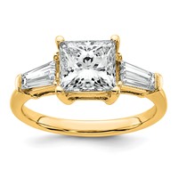 14K Yellow Gold 2.62 Carat Certified Lab Grown Diamond VS+ F+ Princess and Tapered Baguette Complete Three Stone Engagement Ring view 1