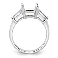 14K White Gold 0.62 Carat Lab Grown Diamond VS+ F+ Tapered Baguette 2 Carat Princess Center Semi Mount Three Stone Engagement Ring view 2