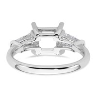 14K White Gold 0.62 Carat Lab Grown Diamond VS+ F+ Tapered Baguette 2 Carat Princess Center Semi Mount Three Stone Engagement Ring view 3