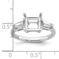 14K White Gold 0.62 Carat Lab Grown Diamond VS+ F+ Tapered Baguette 2 Carat Princess Center Semi Mount Three Stone Engagement Ring view 4