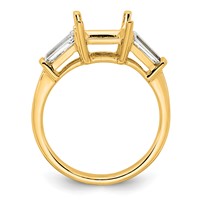 14K Yellow Gold 0.62 Carat Lab Grown Diamond VS+ F+ Tapered Baguette 2 Carat Princess Center Semi Mount Three Stone Engagement Ring view 2