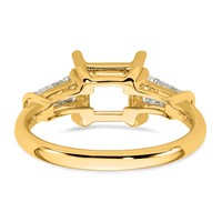 14K Yellow Gold 0.62 Carat Lab Grown Diamond VS+ F+ Tapered Baguette 2 Carat Princess Center Semi Mount Three Stone Engagement Ring view 3