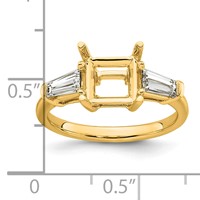 14K Yellow Gold 0.62 Carat Lab Grown Diamond VS+ F+ Tapered Baguette 2 Carat Princess Center Semi Mount Three Stone Engagement Ring view 4
