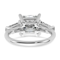 14K White Gold 3.20 Carat Lab Grown Diamond VS+ F+ Princess and Tapered Baguette Complete Three Stone Engagement Ring view 4