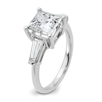 14K White Gold 3.20 Carat Lab Grown Diamond VS+ F+ Princess and Tapered Baguette Complete Three Stone Engagement Ring view 5