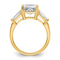 14K Yellow Gold 3.20 Carat Certified Lab Grown Diamond VS+ F+ Princess and Tapered Baguette Complete Three Stone Engagement Ring view 2