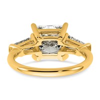 14K Yellow Gold 3.20 Carat Certified Lab Grown Diamond VS+ F+ Princess and Tapered Baguette Complete Three Stone Engagement Ring view 5