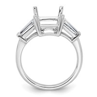 14K White Gold 0.75 Carat Lab Grown Diamond VS+ F+ Tapered Baguette 2.50 Carat Princess Center Semi Mount Three Stone Engagement Ring view 2