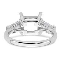 14K White Gold 0.75 Carat Lab Grown Diamond VS+ F+ Tapered Baguette 2.50 Carat Princess Center Semi Mount Three Stone Engagement Ring view 3