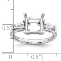 14K White Gold 0.75 Carat Lab Grown Diamond VS+ F+ Tapered Baguette 2.50 Carat Princess Center Semi Mount Three Stone Engagement Ring view 4