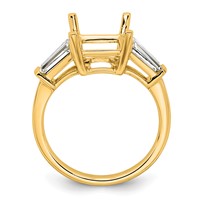 14K Yellow Gold 0.75 Carat Lab Grown Diamond VS+ F+ Tapered Baguette 2.50 Carat Princess Center Semi Mount Three Stone Engagement Ring view 2