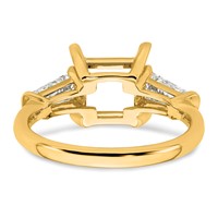 14K Yellow Gold 0.75 Carat Lab Grown Diamond VS+ F+ Tapered Baguette 2.50 Carat Princess Center Semi Mount Three Stone Engagement Ring view 3