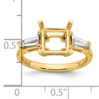 14K Yellow Gold 0.75 Carat Lab Grown Diamond VS+ F+ Tapered Baguette 2.50 Carat Princess Center Semi Mount Three Stone Engagement Ring view 4