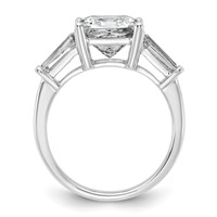 14K White Gold 3.75 Carat Certified Lab Grown Diamond VS+ F+ Princess and Tapered Baguette Complete Three Stone Engagement Ring view 2
