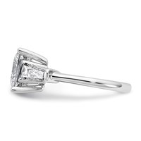14K White Gold 3.75 Carat Certified Lab Grown Diamond VS+ F+ Princess and Tapered Baguette Complete Three Stone Engagement Ring view 3