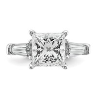 14K White Gold 3.75 Carat Certified Lab Grown Diamond VS+ F+ Princess and Tapered Baguette Complete Three Stone Engagement Ring view 4
