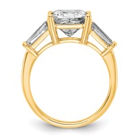 14K Yellow Gold 3.75 Carat Certified Lab Grown Diamond VS+ F+ Princess and Tapered Baguette Complete Three Stone Engagement Ring view 2