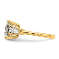14K Yellow Gold 3.75 Carat Certified Lab Grown Diamond VS+ F+ Princess and Tapered Baguette Complete Three Stone Engagement Ring view 3