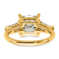 14K Yellow Gold 3.75 Carat Certified Lab Grown Diamond VS+ F+ Princess and Tapered Baguette Complete Three Stone Engagement Ring view 5