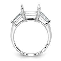 14K White Gold 0.75 Carat Lab Grown Diamond VS+ F+ Tapered Baguette 3 Carat Princess Center Semi Mount Three Stone Engagement Ring view 2
