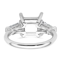 14K White Gold 0.75 Carat Lab Grown Diamond VS+ F+ Tapered Baguette 3 Carat Princess Center Semi Mount Three Stone Engagement Ring view 3