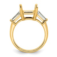 14K Yellow Gold 0.75 Carat Lab Grown Diamond VS+ F+ Tapered Baguette 3 Carat Princess Center Semi Mount Three Stone Engagement Ring view 2