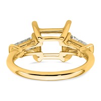 14K Yellow Gold 0.75 Carat Lab Grown Diamond VS+ F+ Tapered Baguette 3 Carat Princess Center Semi Mount Three Stone Engagement Ring view 3