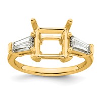 14K Yellow Gold 0.75 Carat Lab Grown Diamond VS+ F+ Tapered Baguette 3 Carat Princess Center Semi Mount Three Stone Engagement Ring view 1