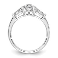 14K White Gold 1.50 Carat Certified Lab Grown Diamond VS+ F+ Pear and Tapered Baguette Complete Engagement Ring view 2