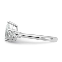 14K White Gold 1.50 Carat Certified Lab Grown Diamond VS+ F+ Pear and Tapered Baguette Complete Engagement Ring view 3