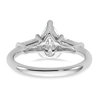 14K White Gold 1.50 Carat Certified Lab Grown Diamond VS+ F+ Pear and Tapered Baguette Complete Engagement Ring view 5