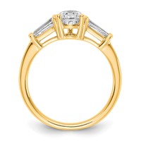 14K Yellow Gold 1.50 Carat Certified Lab Grown Diamond VS+ F+ Pear and Tapered Baguette Complete Engagement Ring view 2