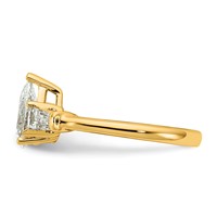 14K Yellow Gold 1.50 Carat Certified Lab Grown Diamond VS+ F+ Pear and Tapered Baguette Complete Engagement Ring view 3