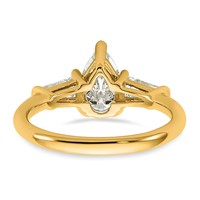 14K Yellow Gold 1.50 Carat Certified Lab Grown Diamond VS+ F+ Pear and Tapered Baguette Complete Engagement Ring view 5